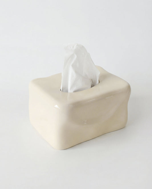 Greta Ceramic Tissue Box – Gloss Ivory