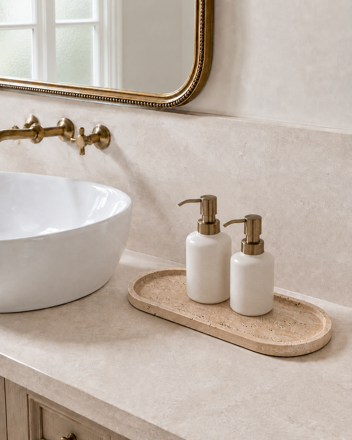 Sanne Travertine Tray – Oval