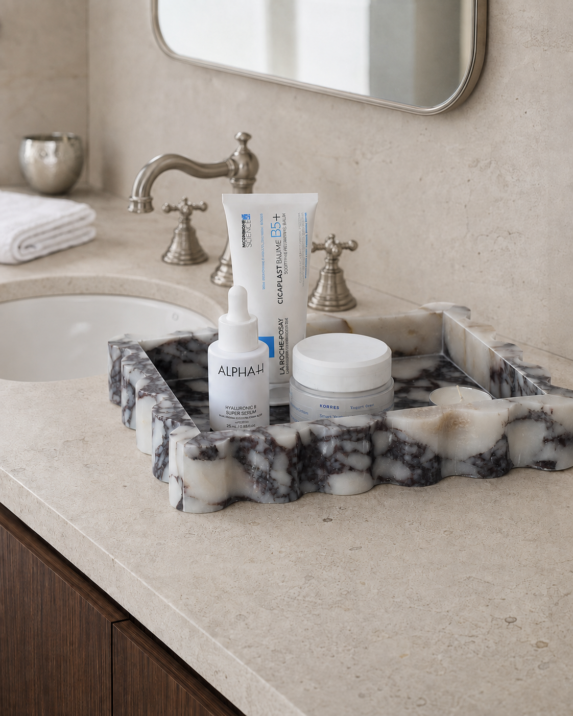 Mara Marble Tray – Wave Edge, Viola