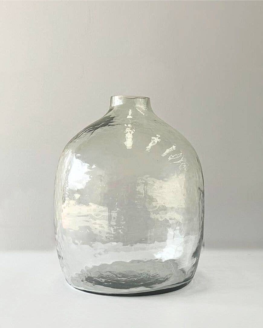 Amelie Glass Vase – Hammered Texture, Clear