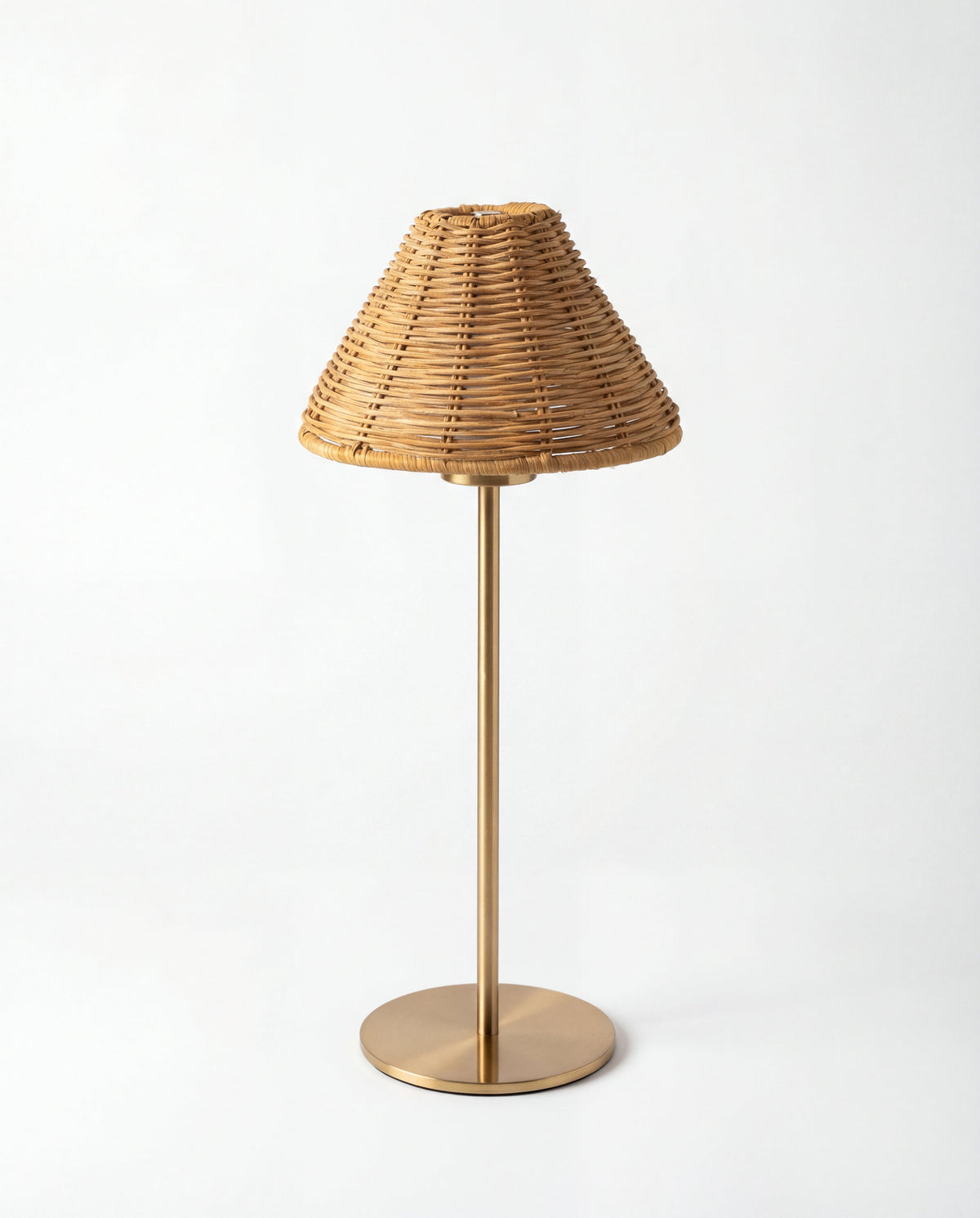 Margot Brass Portable Lamp – Rattan Shade