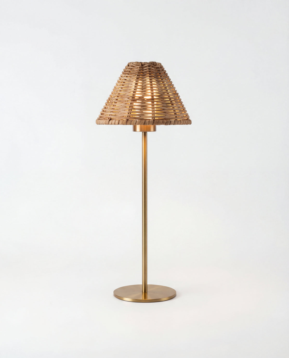 Margot Brass Portable Lamp – Rattan Shade