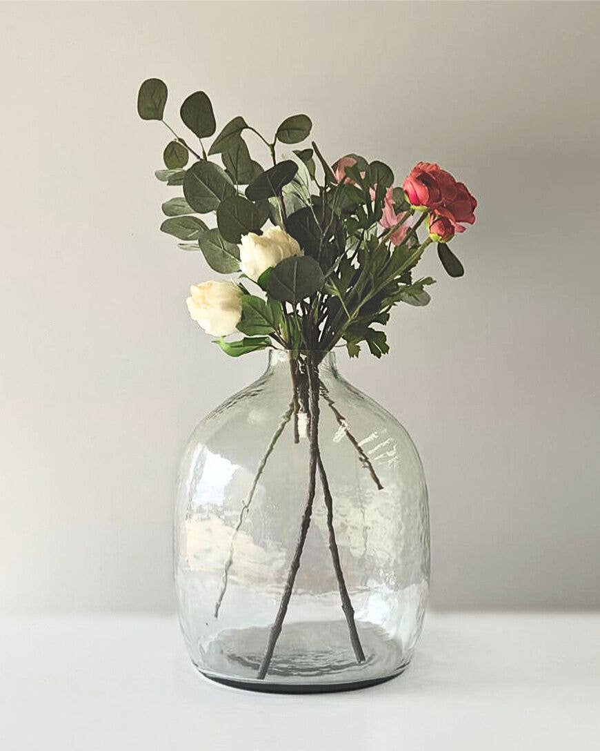 Amelie Glass Vase – Hammered Texture, Clear
