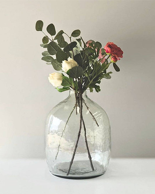 Amelie Glass Vase – Hammered Texture, Clear