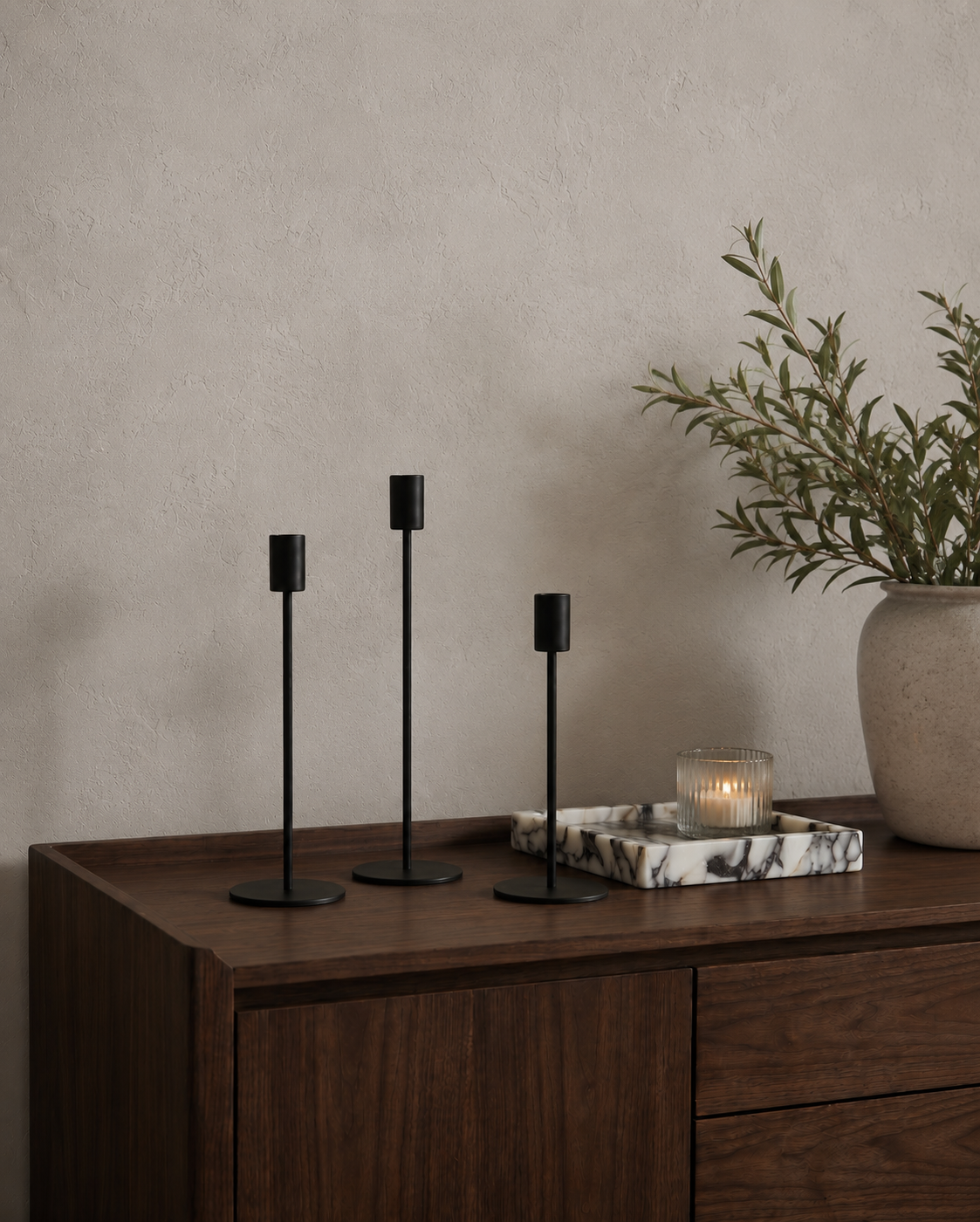 Celine Column Candle Holders – Set of 3, Black