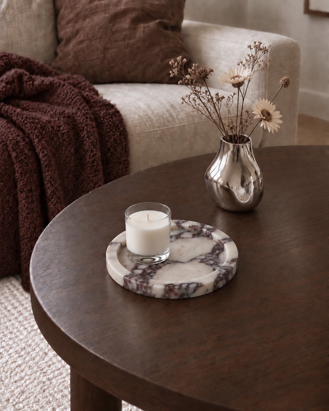 Elke Marble Tray – Round, Viola