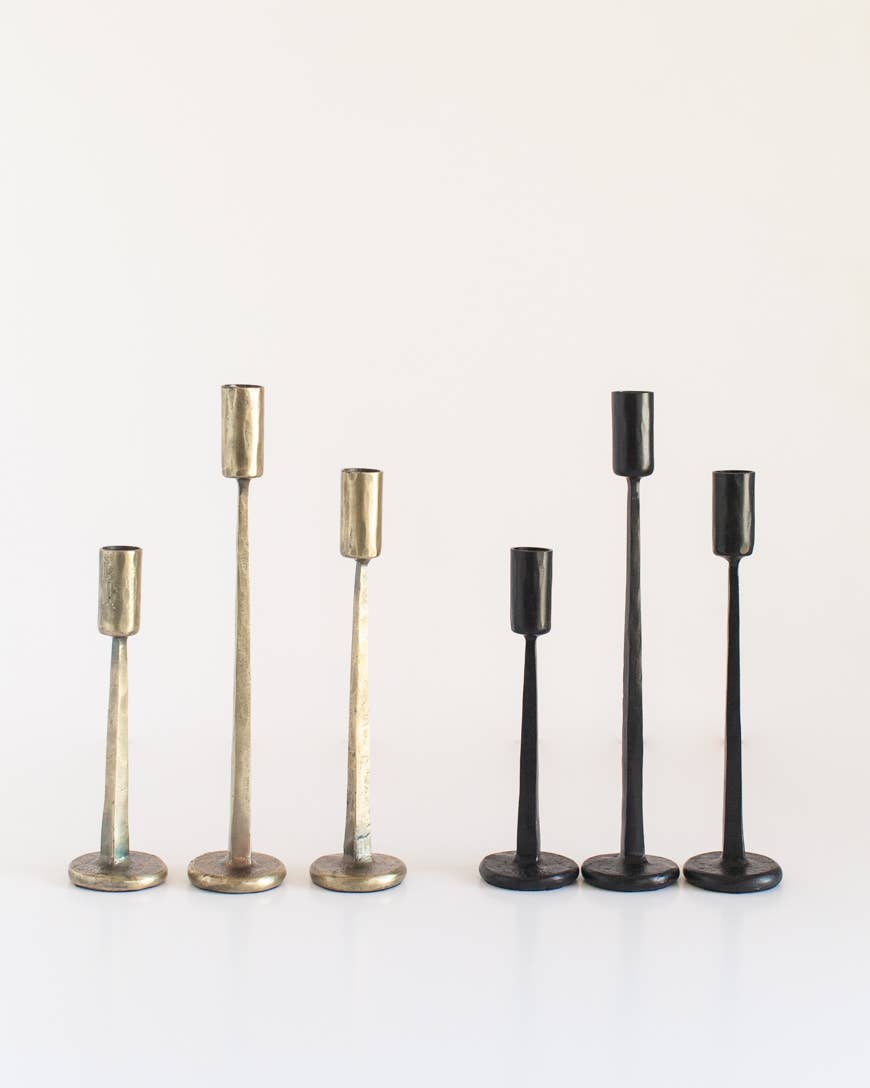 Marlo Iron Candle Stands – Set of 3, Brass Finish