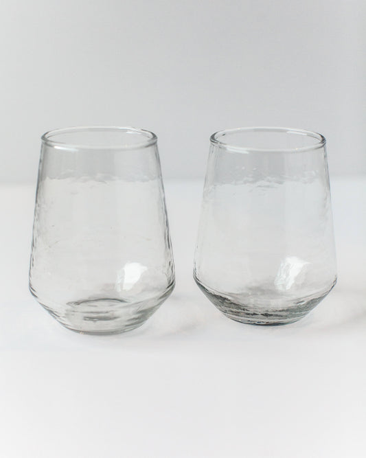 Hammered-Texture Water Tumblers – Set of 2, Clear
