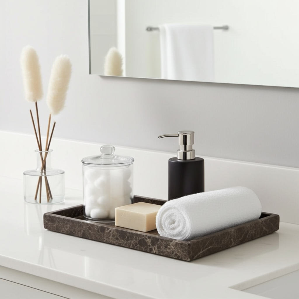 Noor Marble Tray – Rectangle, Emperador Brown
