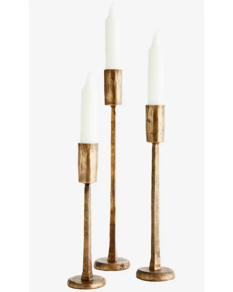 Marlo Iron Candle Stands – Set of 3, Brass Finish