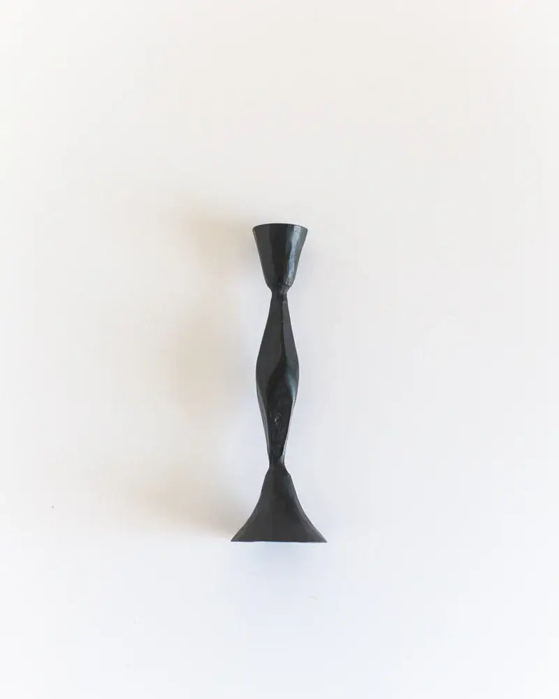 Diamond-Texture Iron Candle Stand – Tall, Black