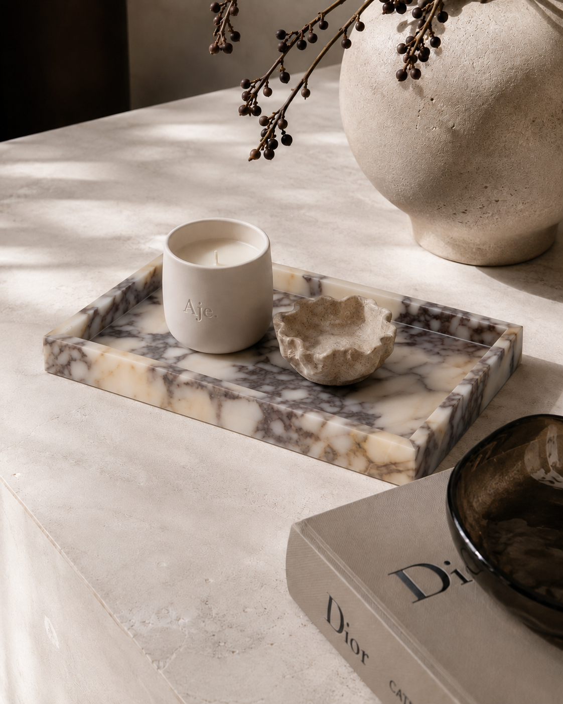Noor Marble Tray – Rectangle, Viola