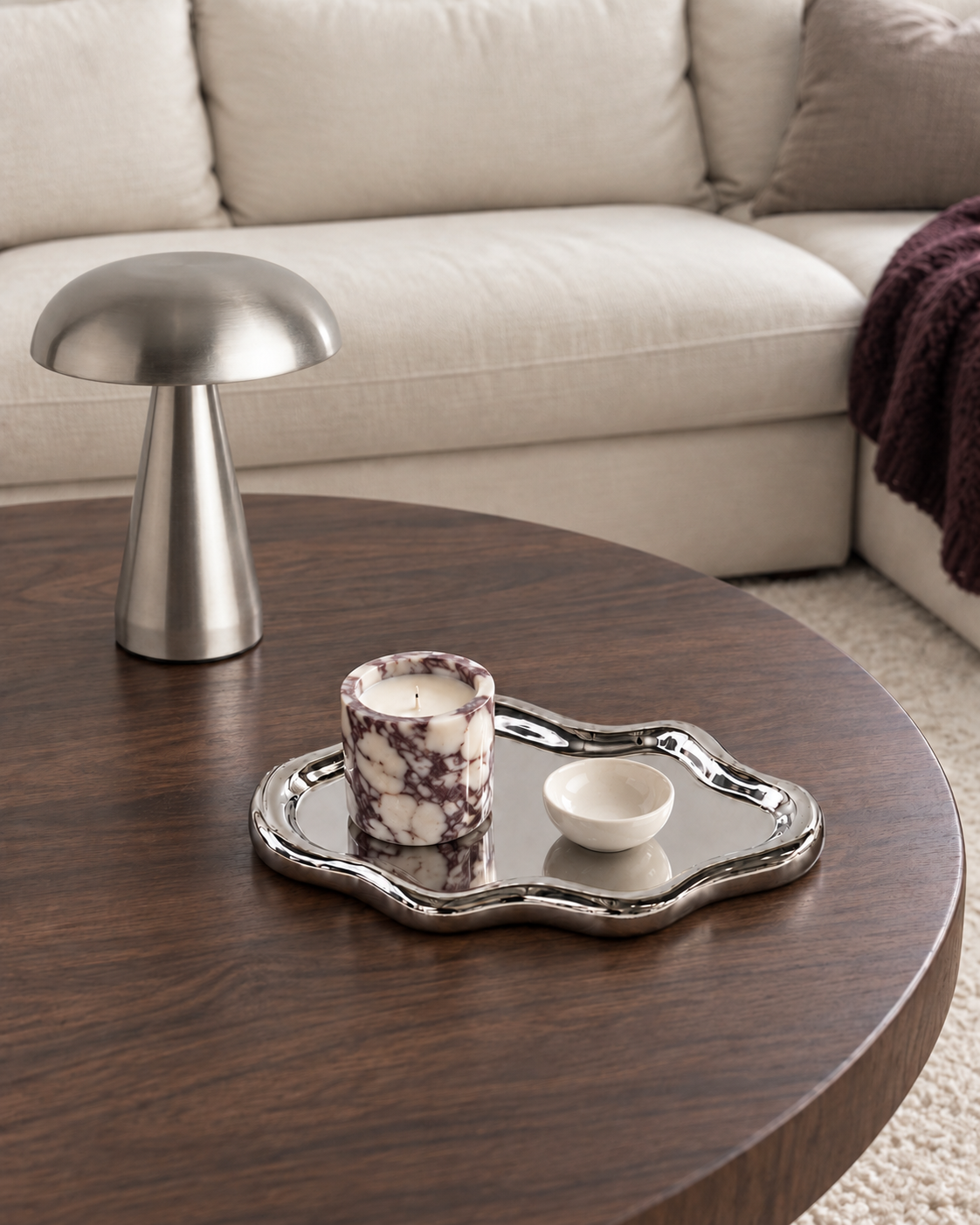 Alva Ceramic Tray – Large, Silver
