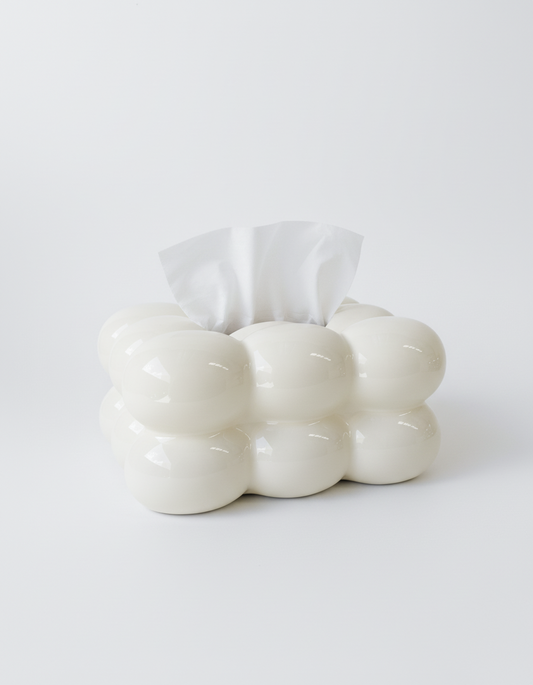Nina Ceramic Tissue Box – Gloss Ivory