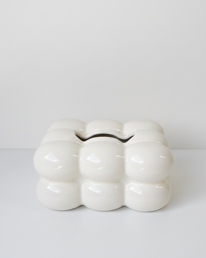 Nina Ceramic Tissue Box – Gloss Ivory