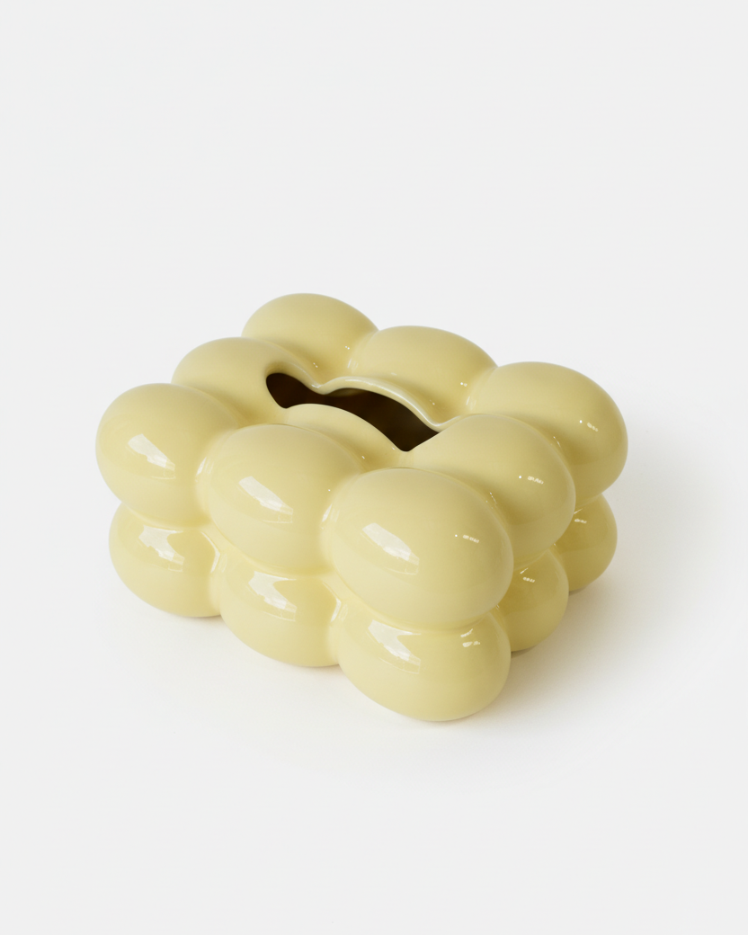 Nina Ceramic Tissue Box – Gloss Butter Yellow