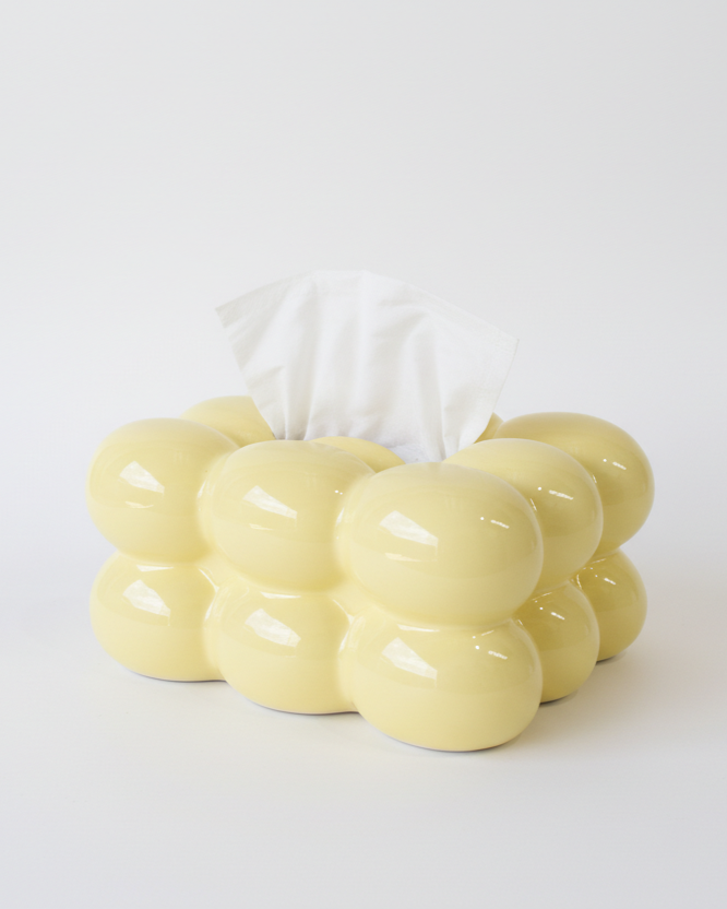 Nina Ceramic Tissue Box – Gloss Butter Yellow