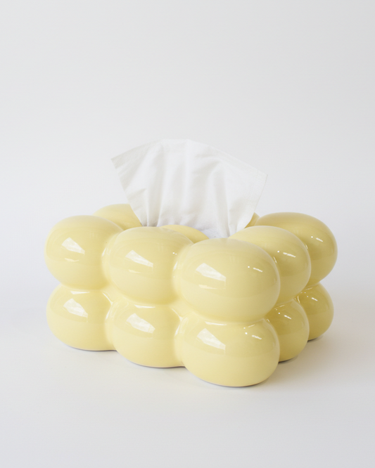 Nina Ceramic Tissue Box – Gloss Butter Yellow